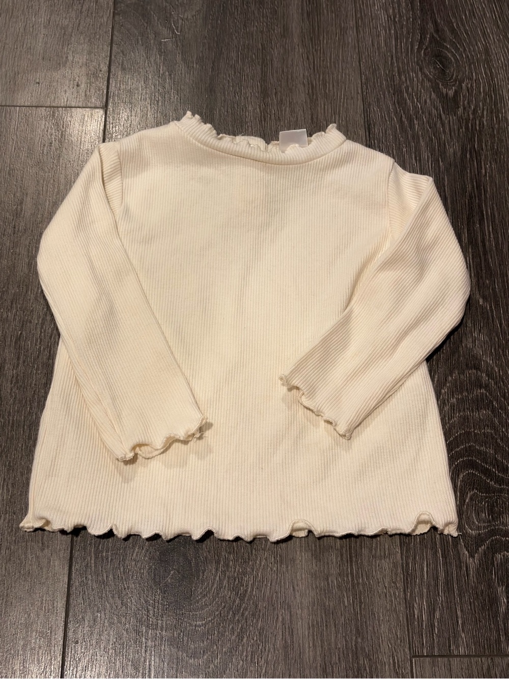 Zara Baby Girl Long-Sleeve Ruffle Hem Top - Cream